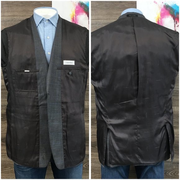 Calvin Klein Mens Blazer Sport Coat‎ Two Button Casual Jacket Size 44L Wool Suit - Picture 7 of 13